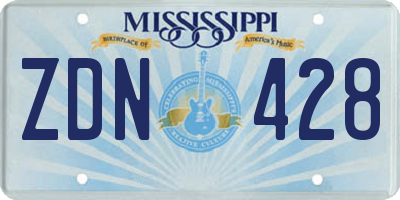 MS license plate ZDN428