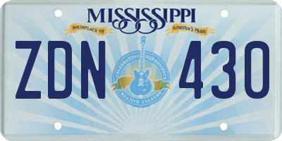 MS license plate ZDN430