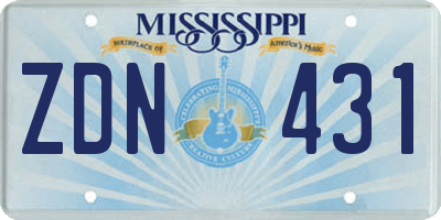 MS license plate ZDN431