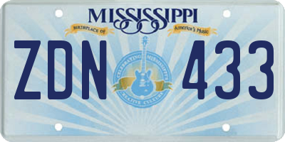 MS license plate ZDN433