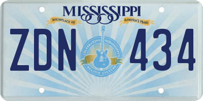 MS license plate ZDN434