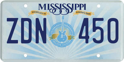 MS license plate ZDN450