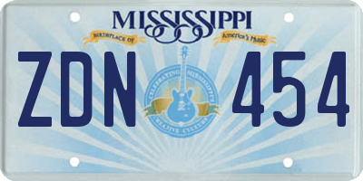 MS license plate ZDN454