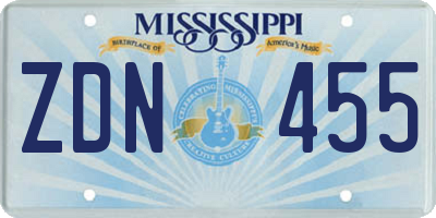 MS license plate ZDN455