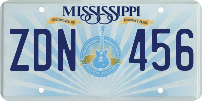 MS license plate ZDN456