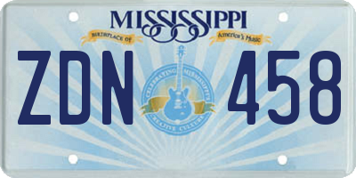 MS license plate ZDN458
