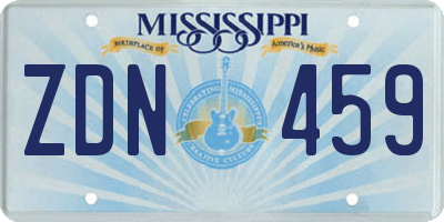 MS license plate ZDN459