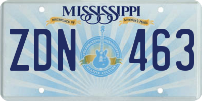 MS license plate ZDN463