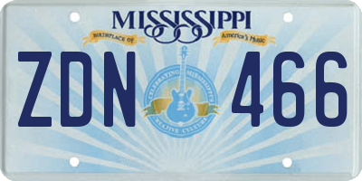 MS license plate ZDN466