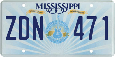 MS license plate ZDN471