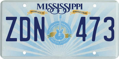 MS license plate ZDN473