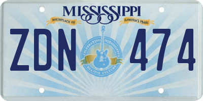 MS license plate ZDN474