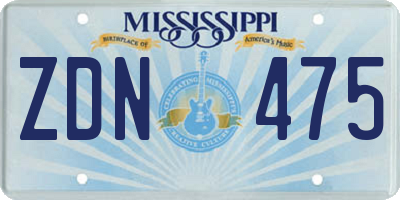 MS license plate ZDN475