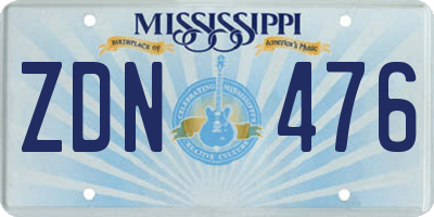 MS license plate ZDN476