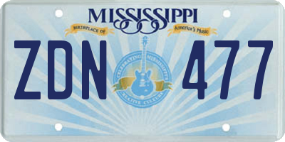 MS license plate ZDN477