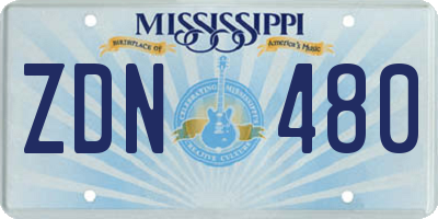 MS license plate ZDN480