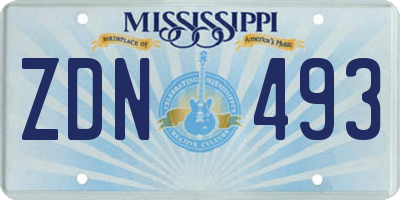MS license plate ZDN493