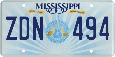 MS license plate ZDN494