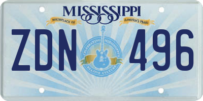 MS license plate ZDN496