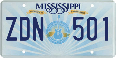 MS license plate ZDN501
