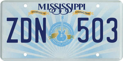 MS license plate ZDN503
