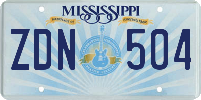 MS license plate ZDN504