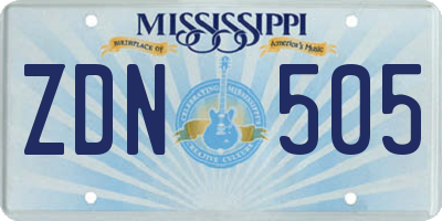 MS license plate ZDN505