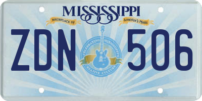 MS license plate ZDN506