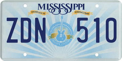 MS license plate ZDN510