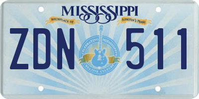 MS license plate ZDN511