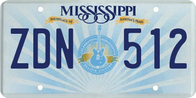 MS license plate ZDN512