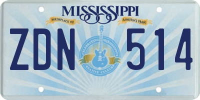 MS license plate ZDN514