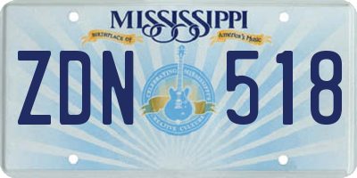 MS license plate ZDN518