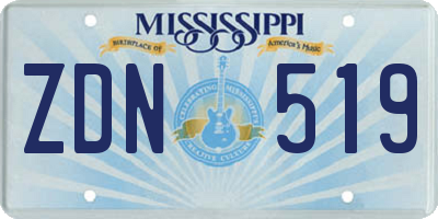 MS license plate ZDN519