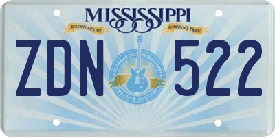 MS license plate ZDN522