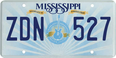 MS license plate ZDN527