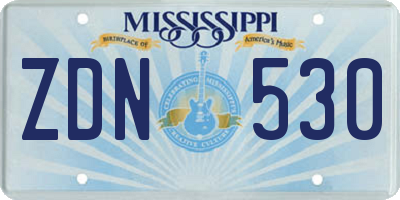 MS license plate ZDN530