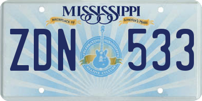 MS license plate ZDN533