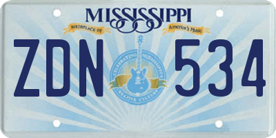 MS license plate ZDN534