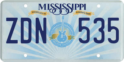 MS license plate ZDN535