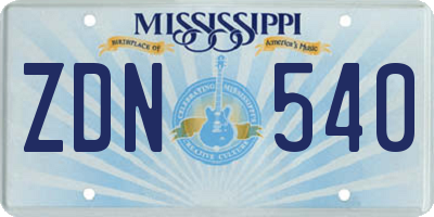 MS license plate ZDN540