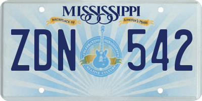 MS license plate ZDN542