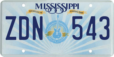 MS license plate ZDN543