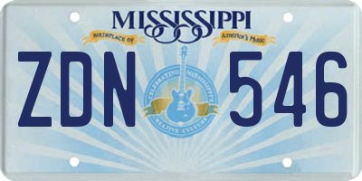 MS license plate ZDN546