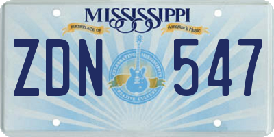 MS license plate ZDN547