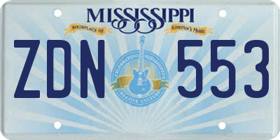MS license plate ZDN553