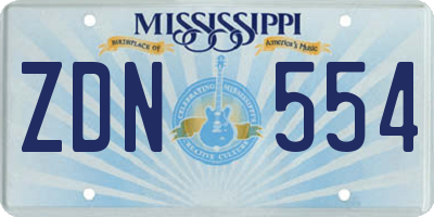 MS license plate ZDN554
