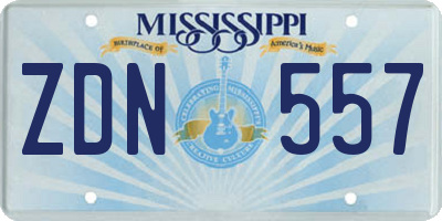 MS license plate ZDN557