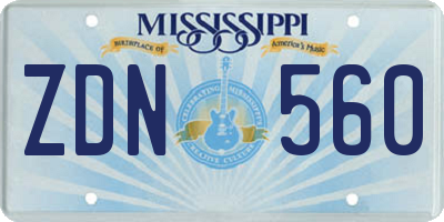 MS license plate ZDN560