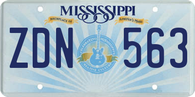 MS license plate ZDN563
